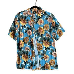 Pull&Bear STWD Mens Multicolor Floral Short Sleeve Viscose Button Up Shirt Mediu